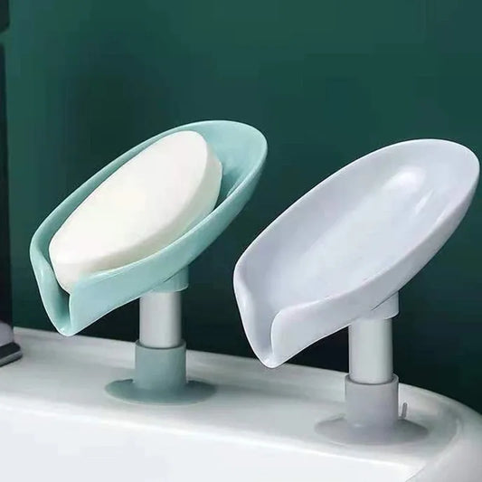 Soap Holder Leaf Shape Box Suction Cup Tray Kitchen Bathroom Accessories