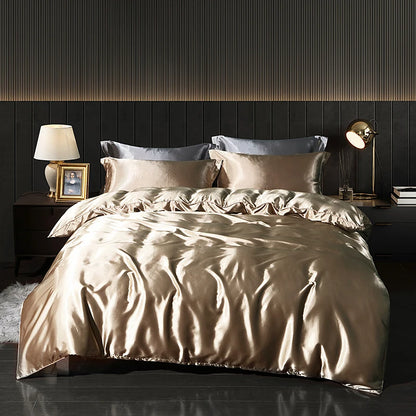 Luxury Satin  Bedding  With Fitted Sheet, Duvet Cover ,High End Bedding Sets