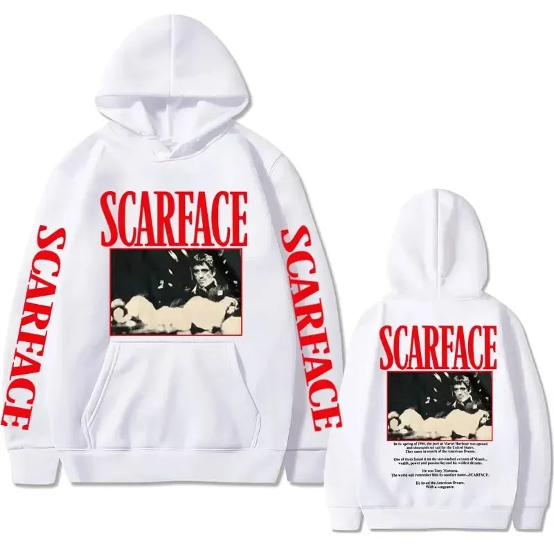 Vintage 90s Movie Scarface Tony Montana Hoodie Casual Pullover.