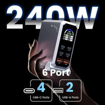 240W Digital Charger PD3.1 140W USB Type C 6 Ports