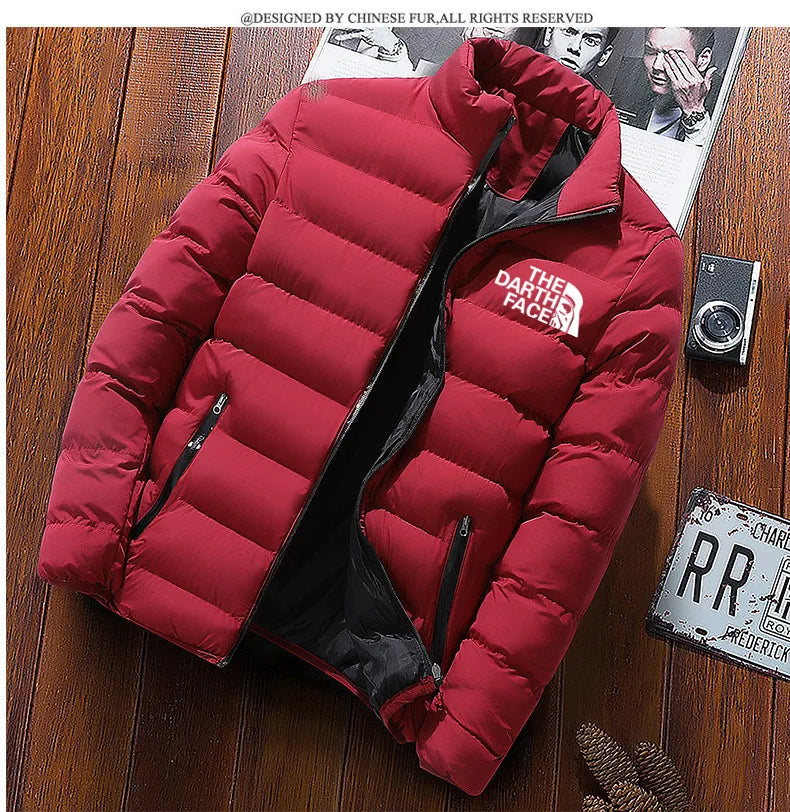 2024 men trendy casual wear, new warm parka winter coat solid color, stand up collar zipper windproof cotton jacket.