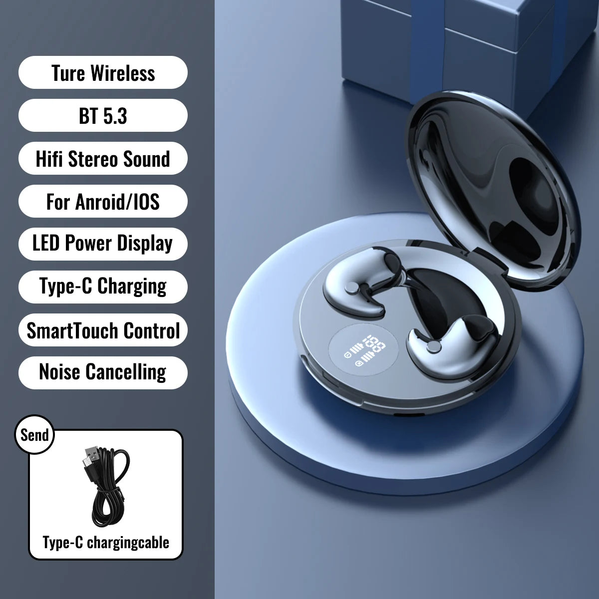 Sleep Invisible Earphone, Mini Hidden Headphones, In Ear IPX5 Waterproof Earbuds with Mic, HIFI Music Headset.