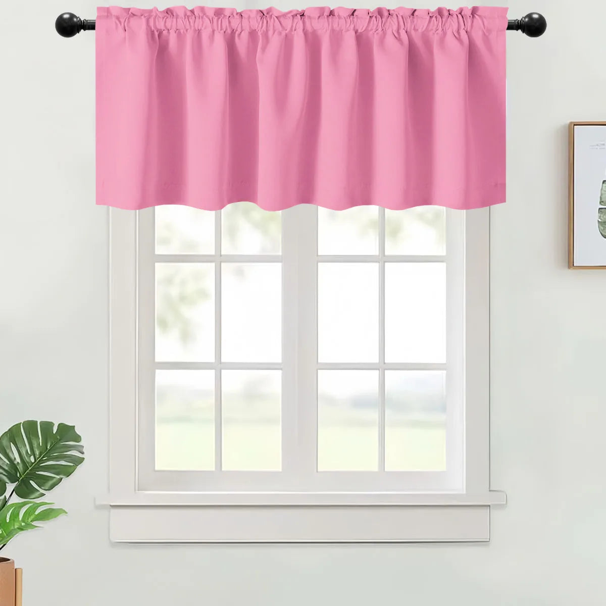 1PC, Valance Curtains Blackout Thermal Insulated Rod Pocket.