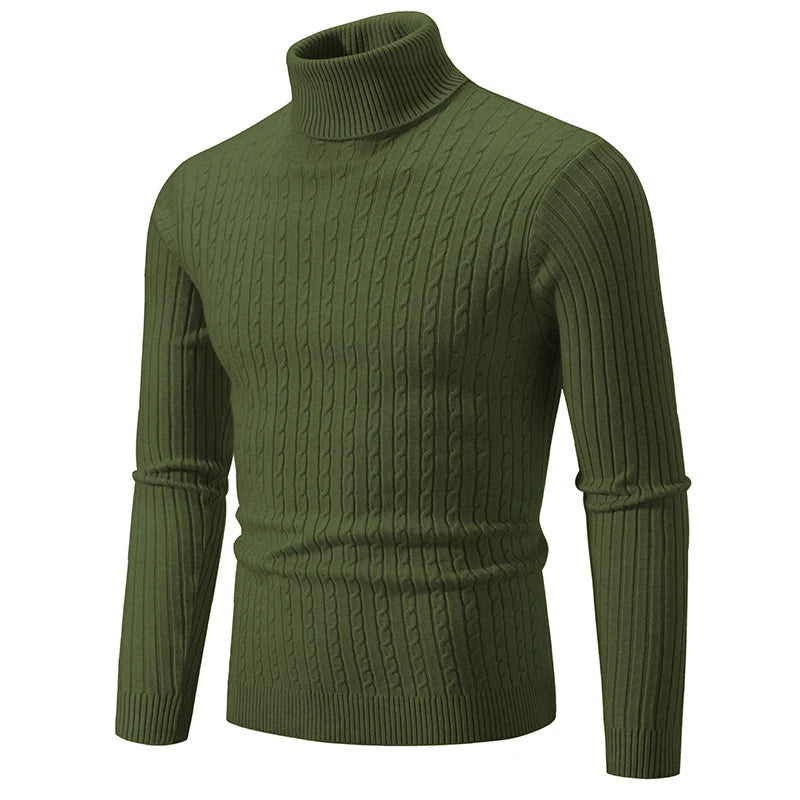 New Men High Neck Sweater, Solid Color Pullover Knitted Warm Casual Turtleneck Woolen Winter Outdoor Tops.