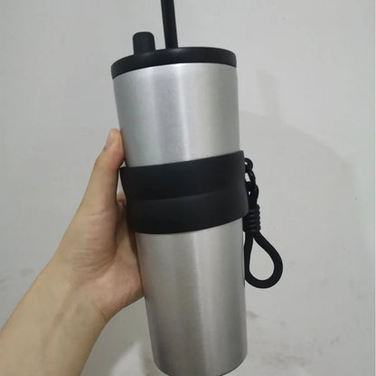 700ml/23oz Stainless Steel Travel Thermos - Leak-Proof Lid with Straw