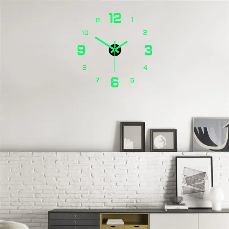 EW Creative Simple Luminous Digital Clock  Study, Living Room ,Punch-Free Wall Sticker Clock.