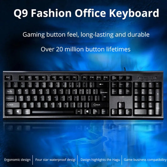 Q9 Single Keyboard USB Square Mouth, Business, Office, Home PS2 Round Hole Wired Desktop Computer.