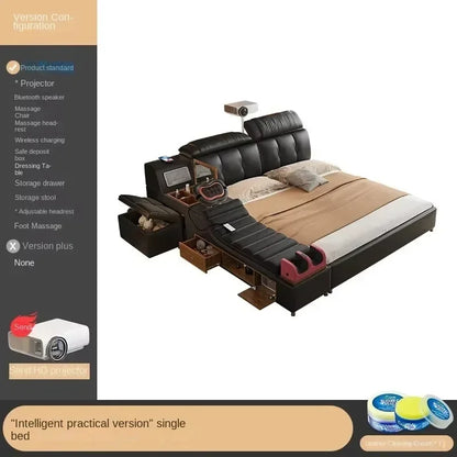 Modern Double Bed Girls Design, Smart Bedroom Queen King Princess Leather.