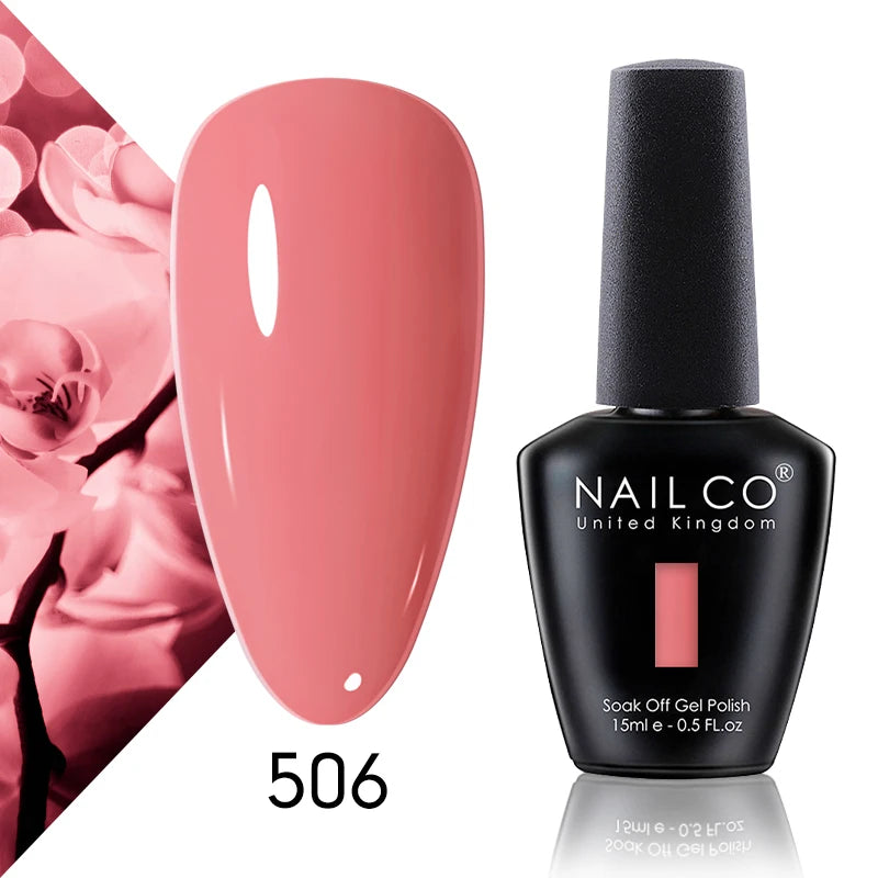 NAILCO 15ml Color Gel Nail Polish Soak Off, Hybrid Varnishes Manicure, UV&LED Nail Gel Semi Permanent Lacquer Base Top Coat.