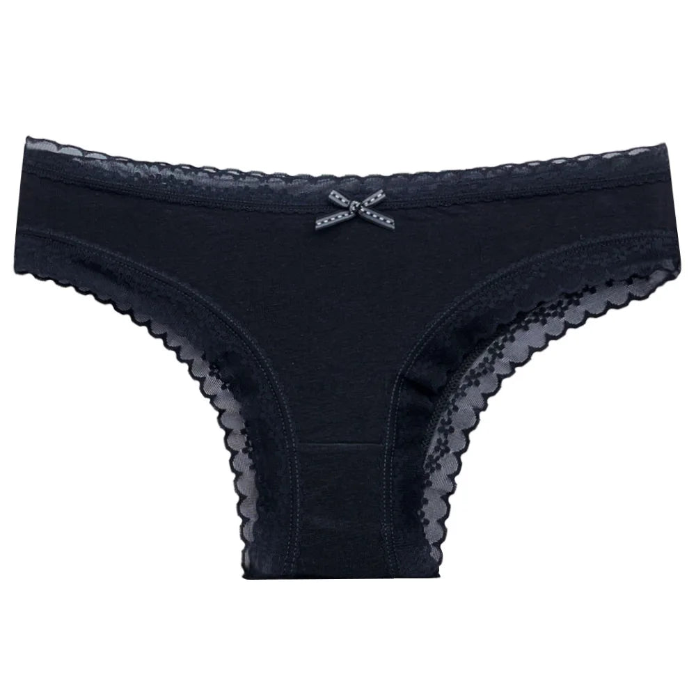 5 Pcs/Set Women Cotton Panties Sexy Lace Low Waist Underwear Girls Briefs M-XL.