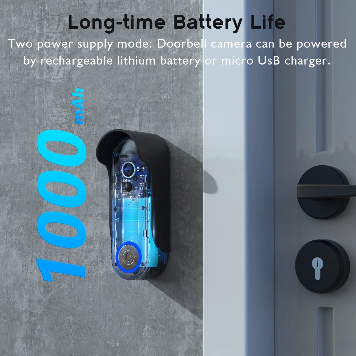 WiFi Home Smart Video doorbell, Outdoor bidirectional HD door eye camera, 1080P support SD card cloud storage waterproof.