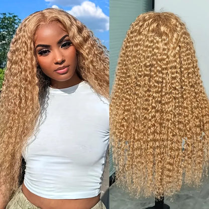 Curly Hair Honey Blonde Wig Human Hair  Brazilian Wigs