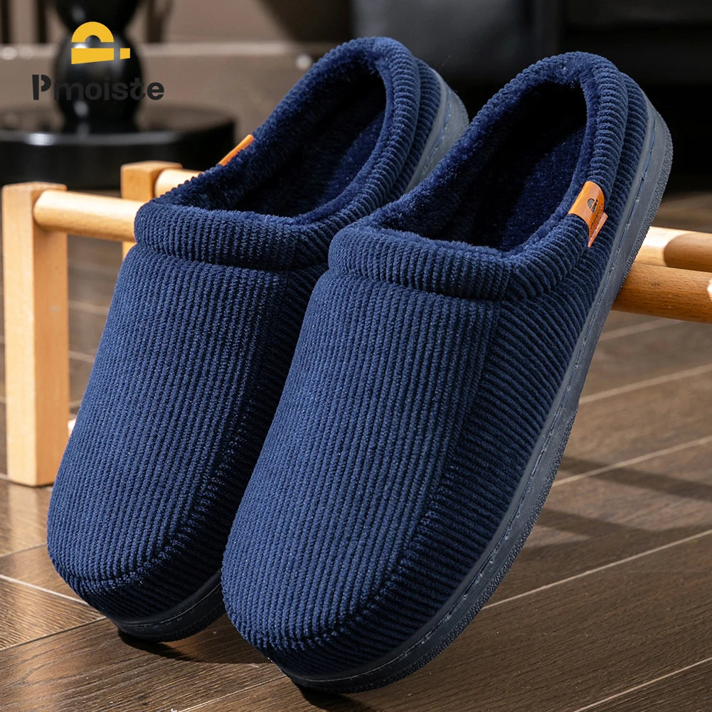 Warm Slippers for Men, TPR Sole Memory Foam Soft Cushion, Non Slip House Shoes.