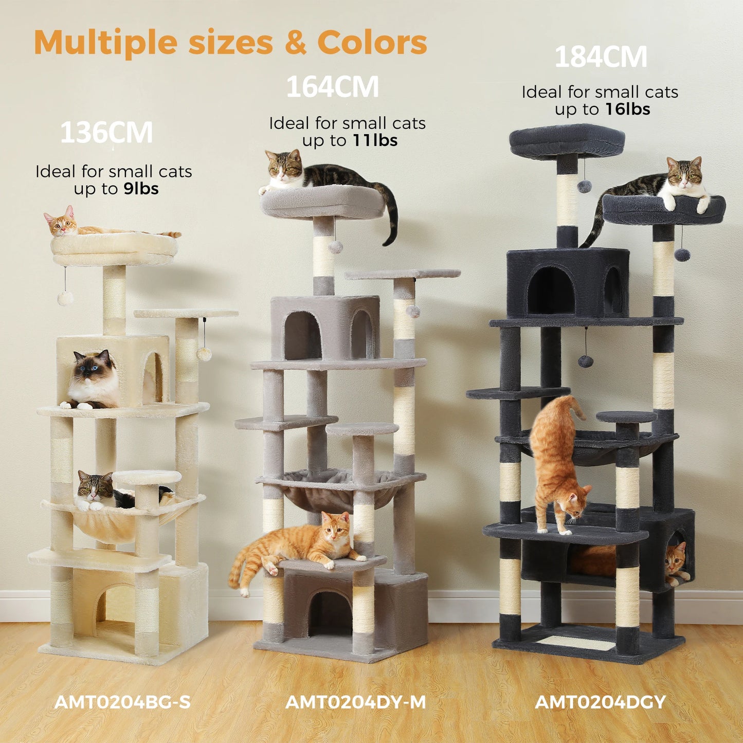 Cat Tree and Tower for Indoor Cats Scratching Posts  Hammock  Perches