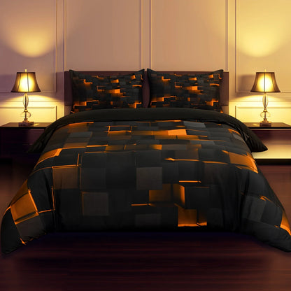 Blue and Black Bedding Duvet Cover Set, Geometric Set for Kids Comforter Cover Set