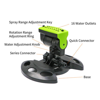 16 Holes 180° Rotating Garden Lawn Sprinkler Large Coverage Area