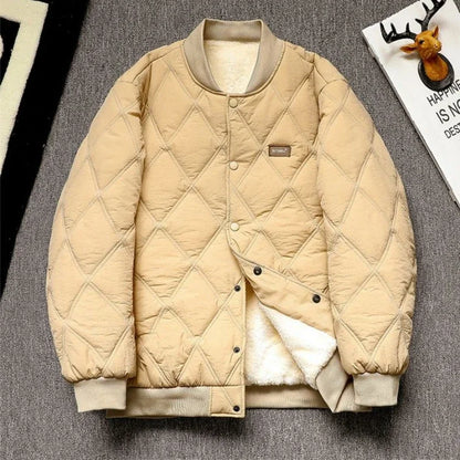 Winter Baseball Coat for Men, Solid Color Bomber