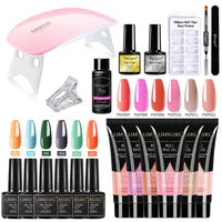 Nail Extension Kit Acrylic Gel Polish Nail UV LED Nail Lamp, Manicure Kit, Base Coat, Top Coat.