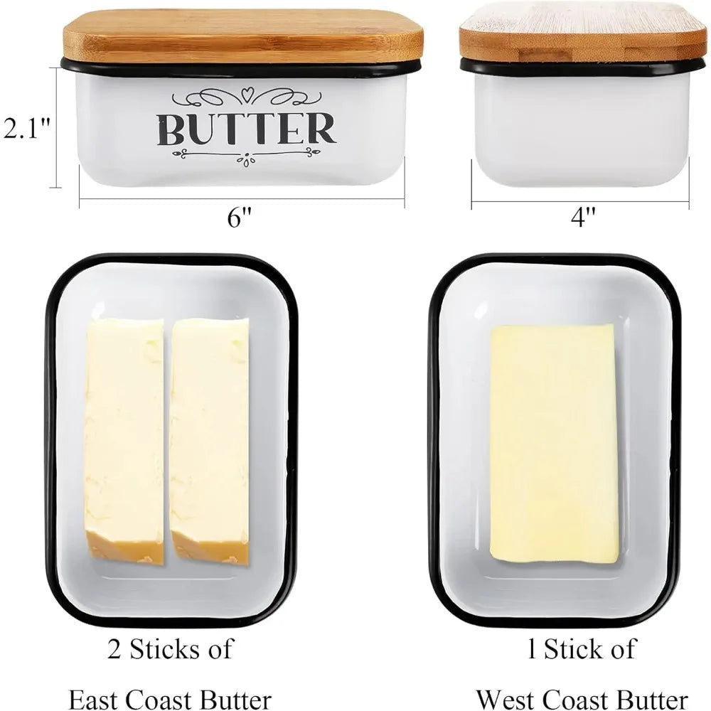 Wooden Butter Pan - Indestructible Enamel Butter Container