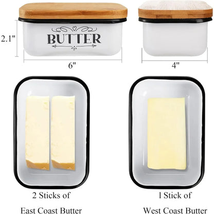 Wooden Butter Pan - Indestructible Enamel Butter Container