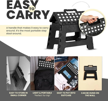 Folding Step Stool with 9 Inch Height (Pack of 1),Holds Up to 300 lbs.