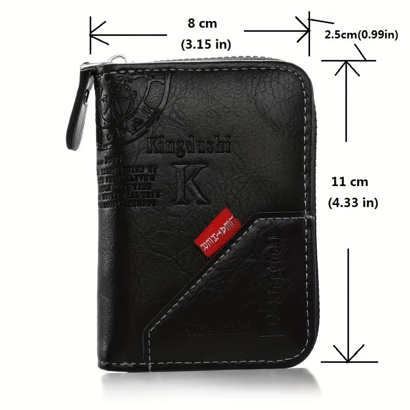 Vintage Leather Wallet, Slim Card Holder with 12 Slots Unisex.