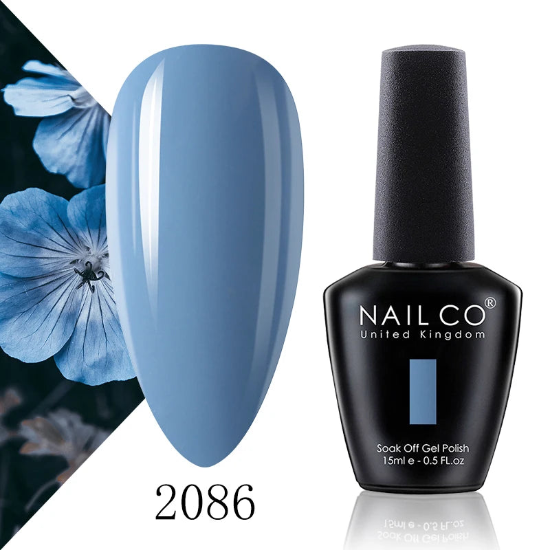 NAILCO 15ml Color Gel Nail Polish Soak Off, Hybrid Varnishes Manicure, UV&LED Nail Gel Semi Permanent Lacquer Base Top Coat.