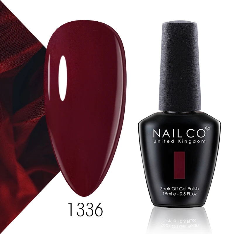 NAILCO 15ml Color Gel Nail Polish Soak Off, Hybrid Varnishes Manicure, UV&LED Nail Gel Semi Permanent Lacquer Base Top Coat.