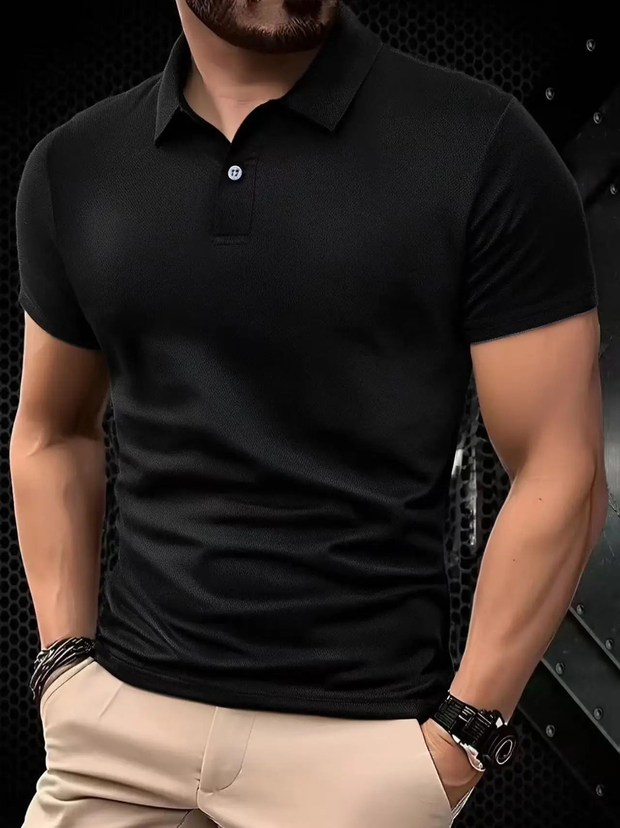 Solid color polo shirt ultra-light men, quick-drying sweat shirt.