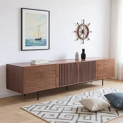 Mid Century Modern TV Stand for 70-90 Inch TVs, 4 Cabinet Storage Console.