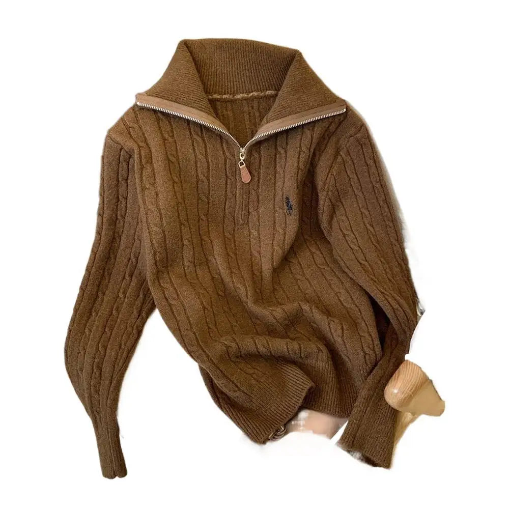 Slimming Effect Loose Fit Polo Neck ,Half Zip Sweater New Arrival!!!!