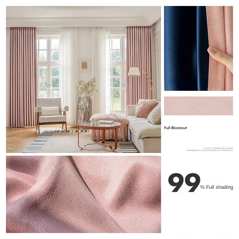 Bedroom Full Blackout Drapes, Bay Window Curtain, Insulated Living Room Drape, Balcony Sun Protection