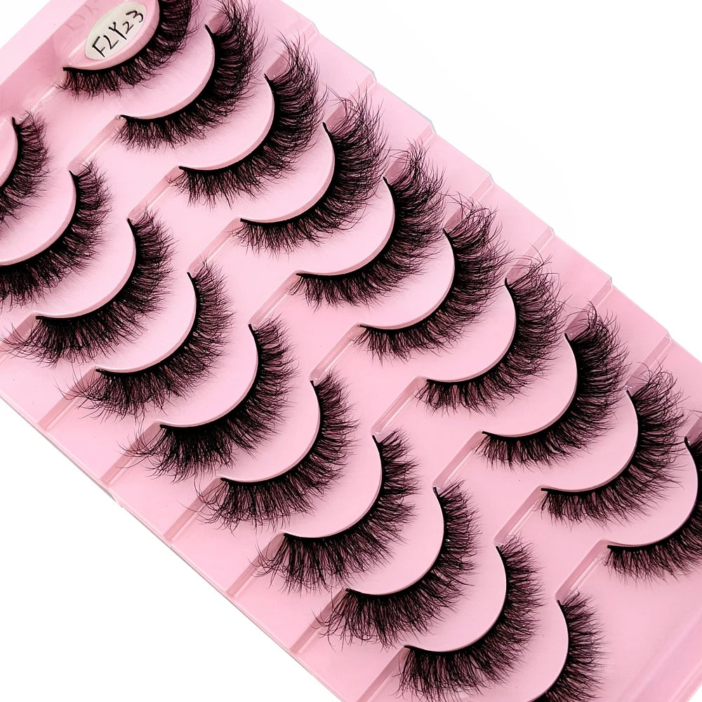 10 Pairs Faux Mink Eyelashes Handmade  Natural  Simulation  3D Curly Eyelashes