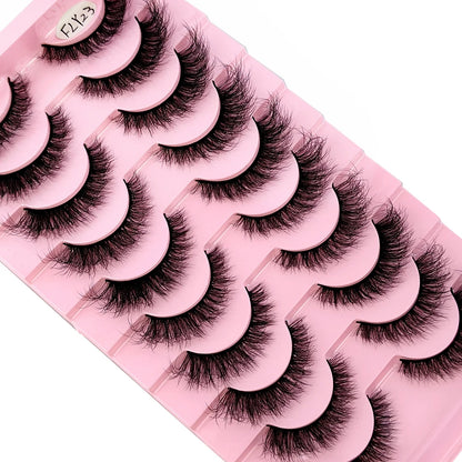 10 Pairs Faux Mink Eyelashes Handmade  Natural  Simulation  3D Curly Eyelashes