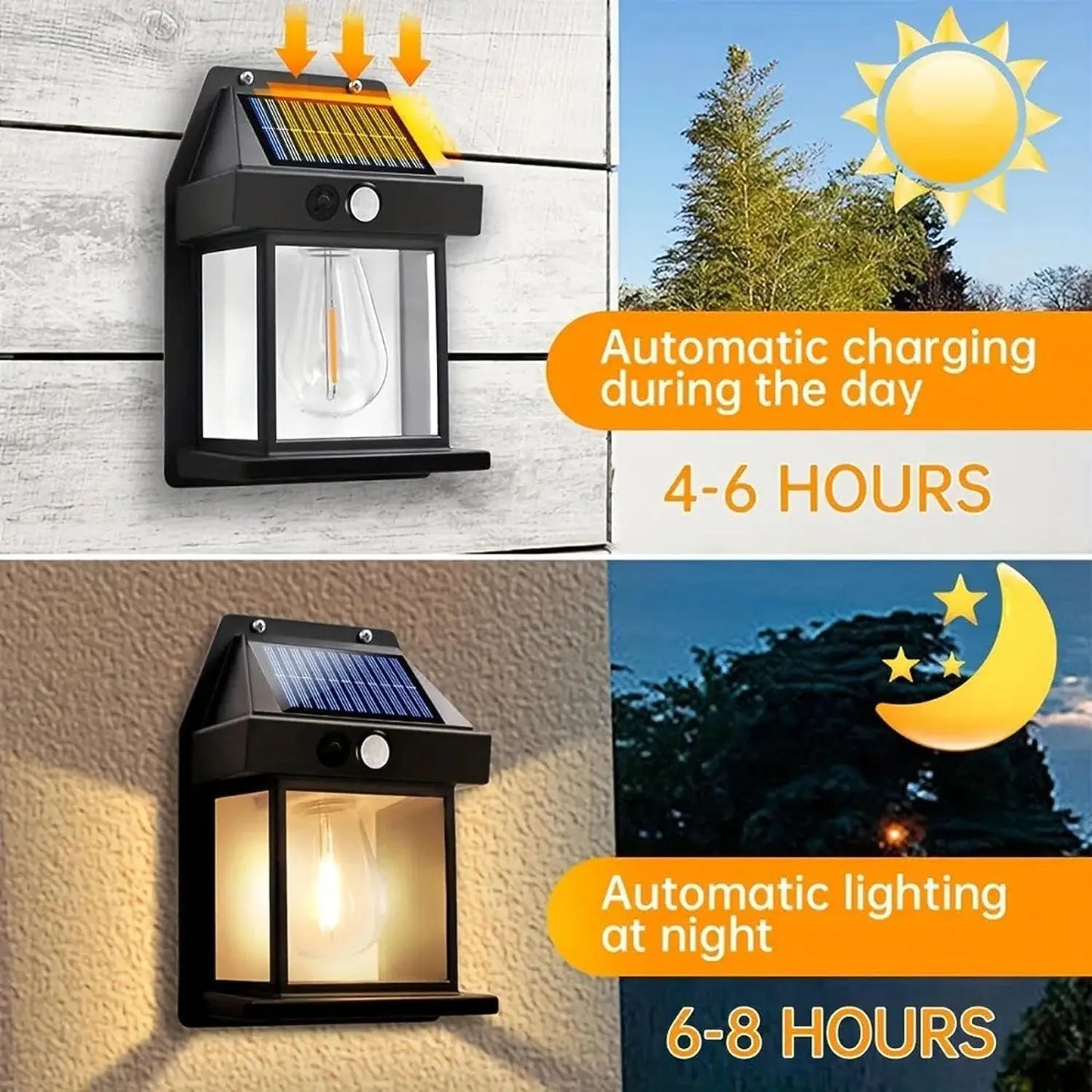 Outdoor Solar Tungsten Wall Light, with Motion Sensor IP65 Waterproof.