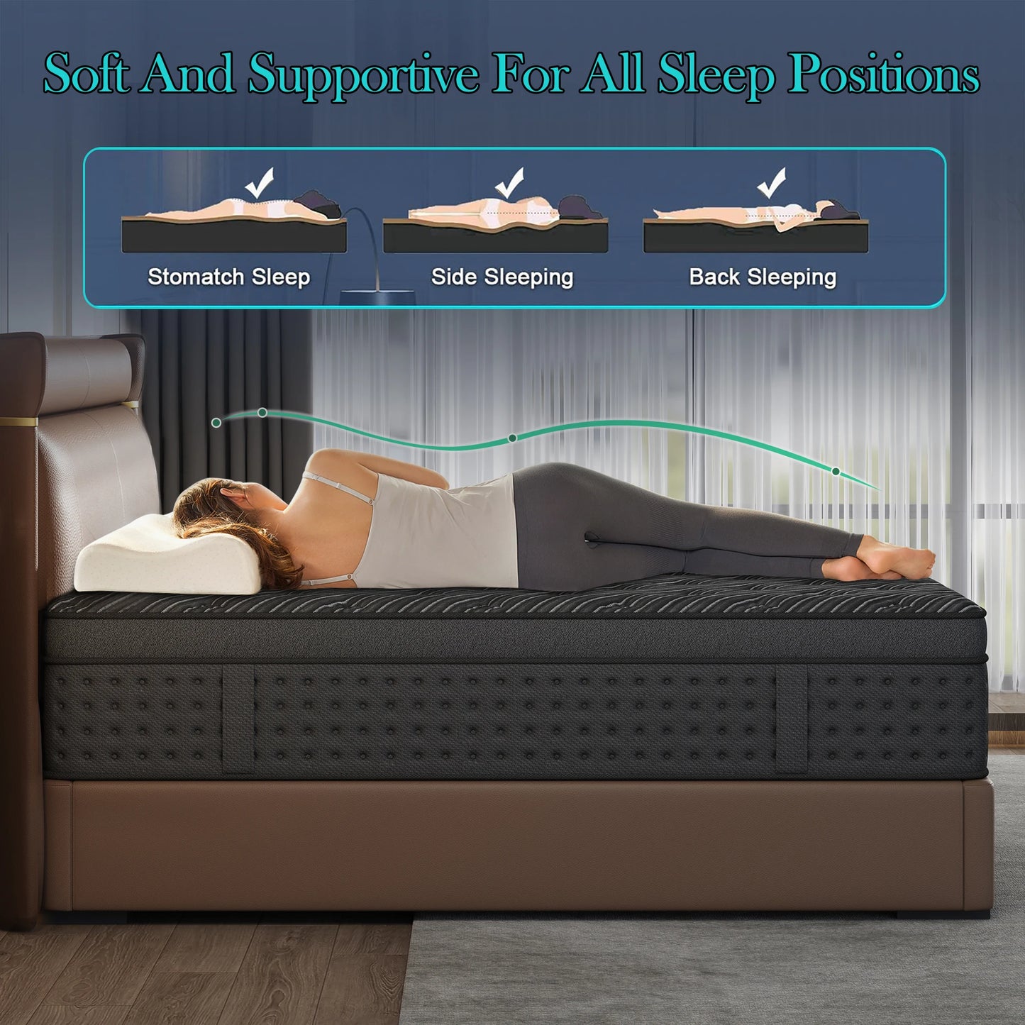 LayRoad 12/14Inch Memory Foam Spring Mattress Single/Double/Queen/King Sizes Boxed Mattress Medium Firmness Pressure Relief.