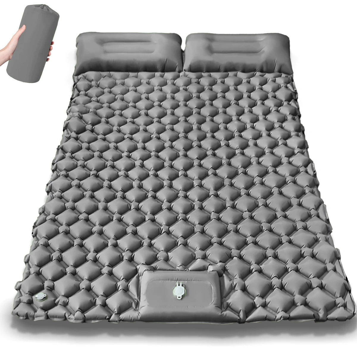 Double Air Mattress Camping Blow Up Bed w/Built-in Pump, Waterproof Portable Thickened for Outdoor Travel.
