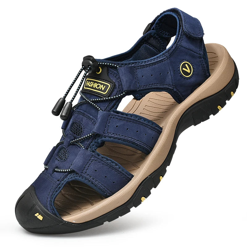Summer Men Sandals Genuine Leather Casual Shoes Outdoor Beach Shoes Plus Size 38-48.