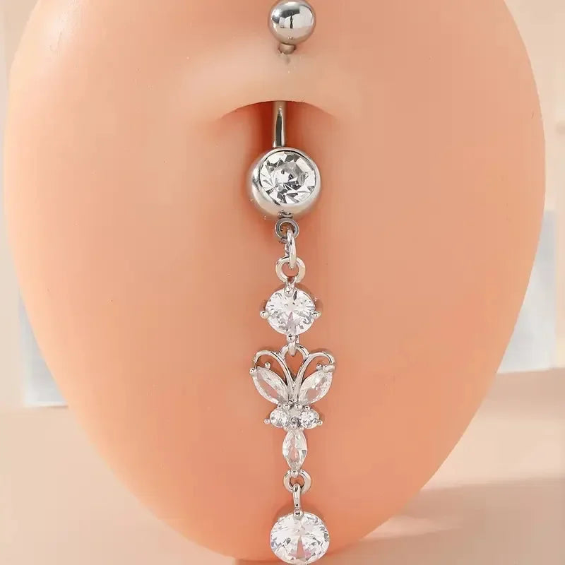 Trendy Body Piercing Jewelry with  Flower Fringe Navel Ring Belly Button