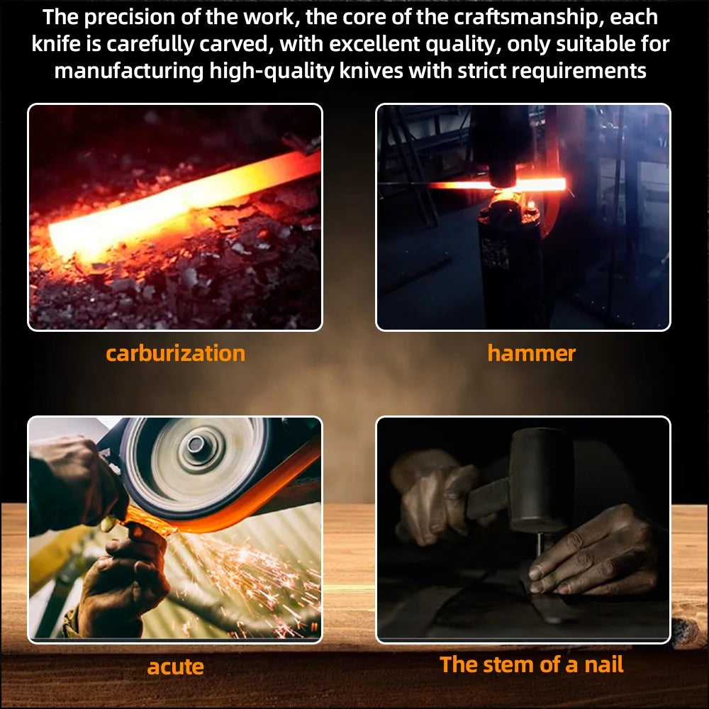 ZENG Full 15pcs Chef Knife Set, Stainless Steel Kitchen Knives Sets with Scissors, Sharpening Rod, Solid Wood Holder.