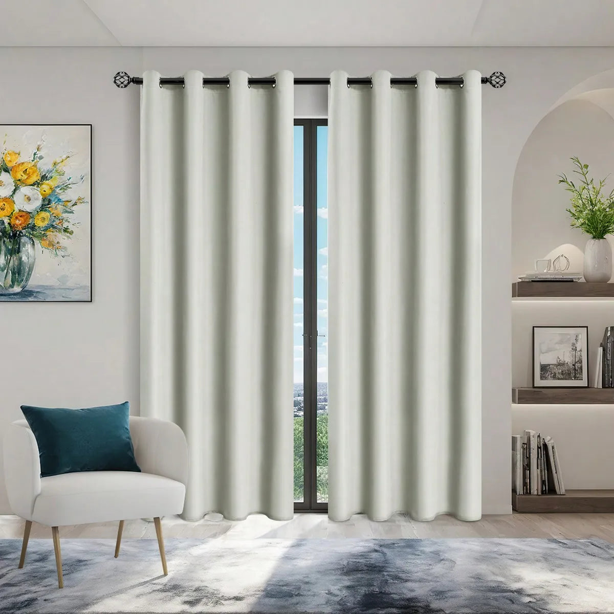 1panel Solid 100% Blackout Curtains with Grommets, Total Privacy Drapes for Bedroom, Living Room, Home Decor.