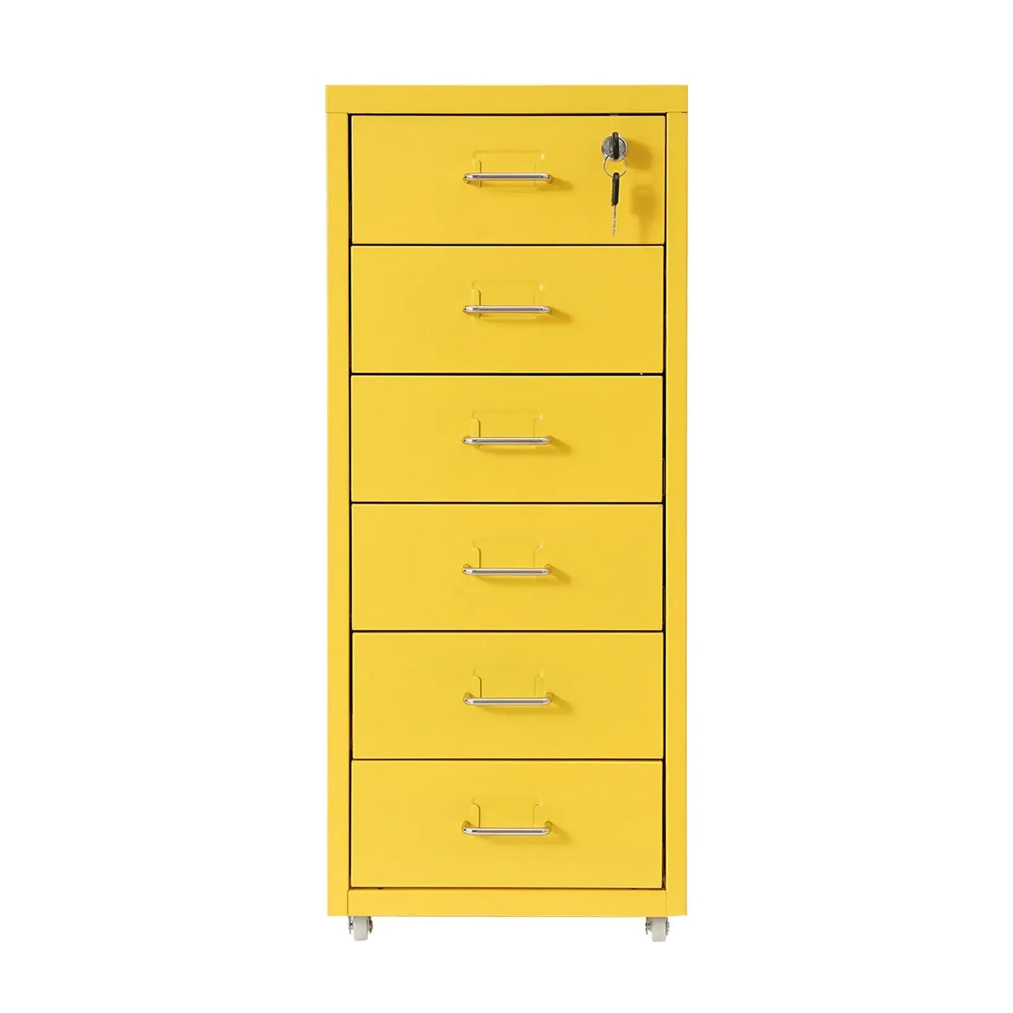 Vertical File Cabinet with Lock 6-Drawer Metal Rolling Storage Cabinet Mobile Organizer.