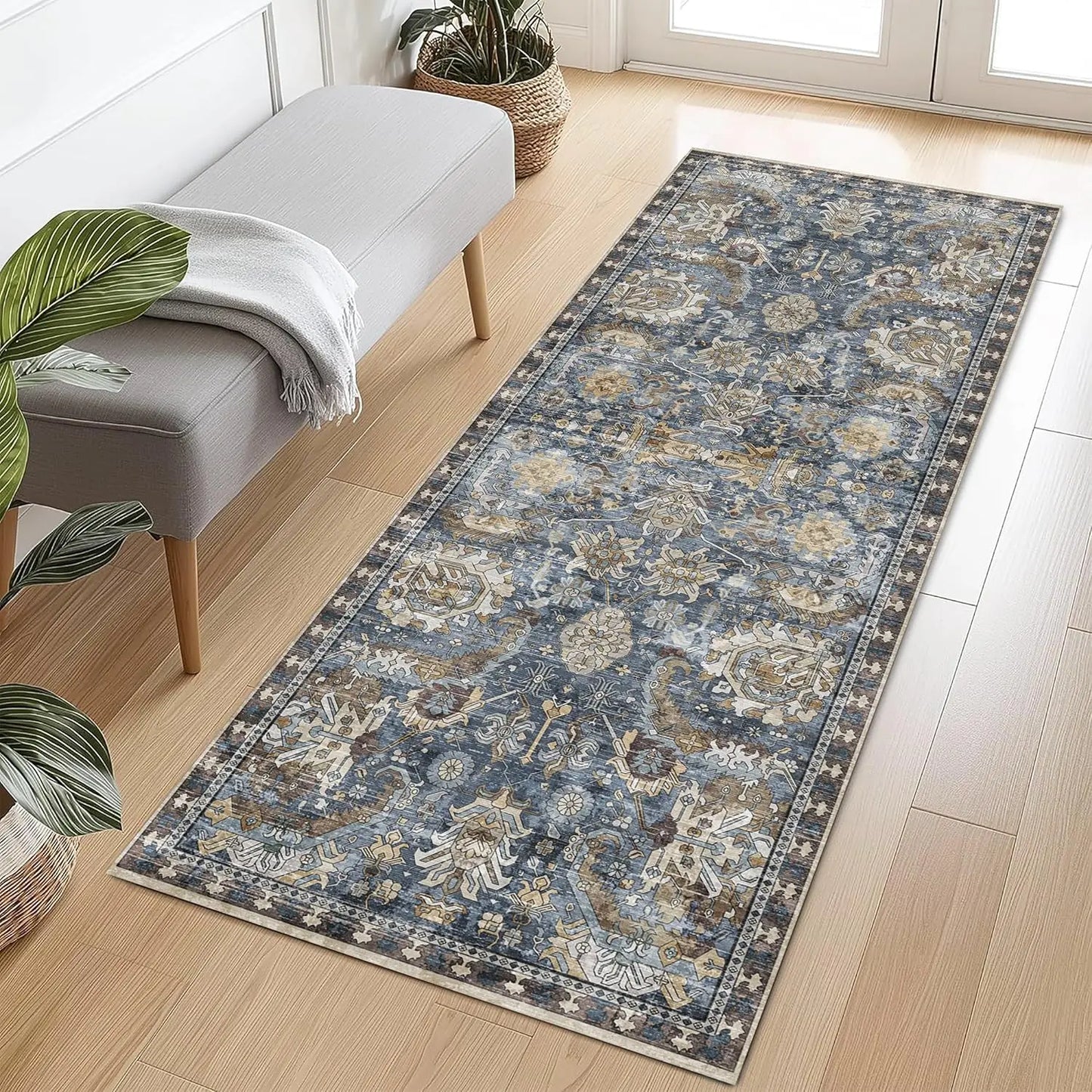 Stain & Water Resistant Non-Slip Rug for Living Room, Bedroom, Nursery