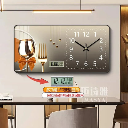 Digital Luxury Large Wall Clock, silent Timepiece,  Living Room Decorations!!