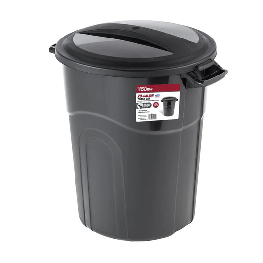 20 Gallon Heavy Duty Plastic Garbage Can with Click Lock Lid, Portable Indoor Outdoor Waste Container.