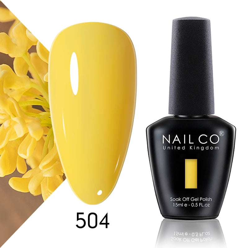 NAILCO 15ml Color Gel Nail Polish Soak Off, Hybrid Varnishes Manicure, UV&LED Nail Gel Semi Permanent Lacquer Base Top Coat.