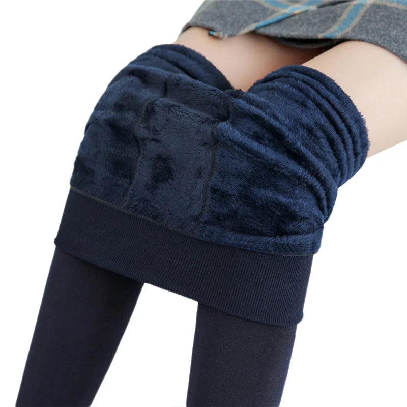 Winter Leggings For Women Warm Solid Color Velvet  High Waist.