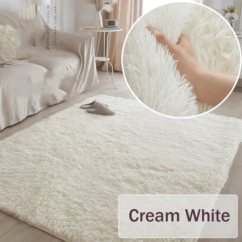 Tapis gris pour salon, tapis moelleux antidérapants pour chambre à coucher.