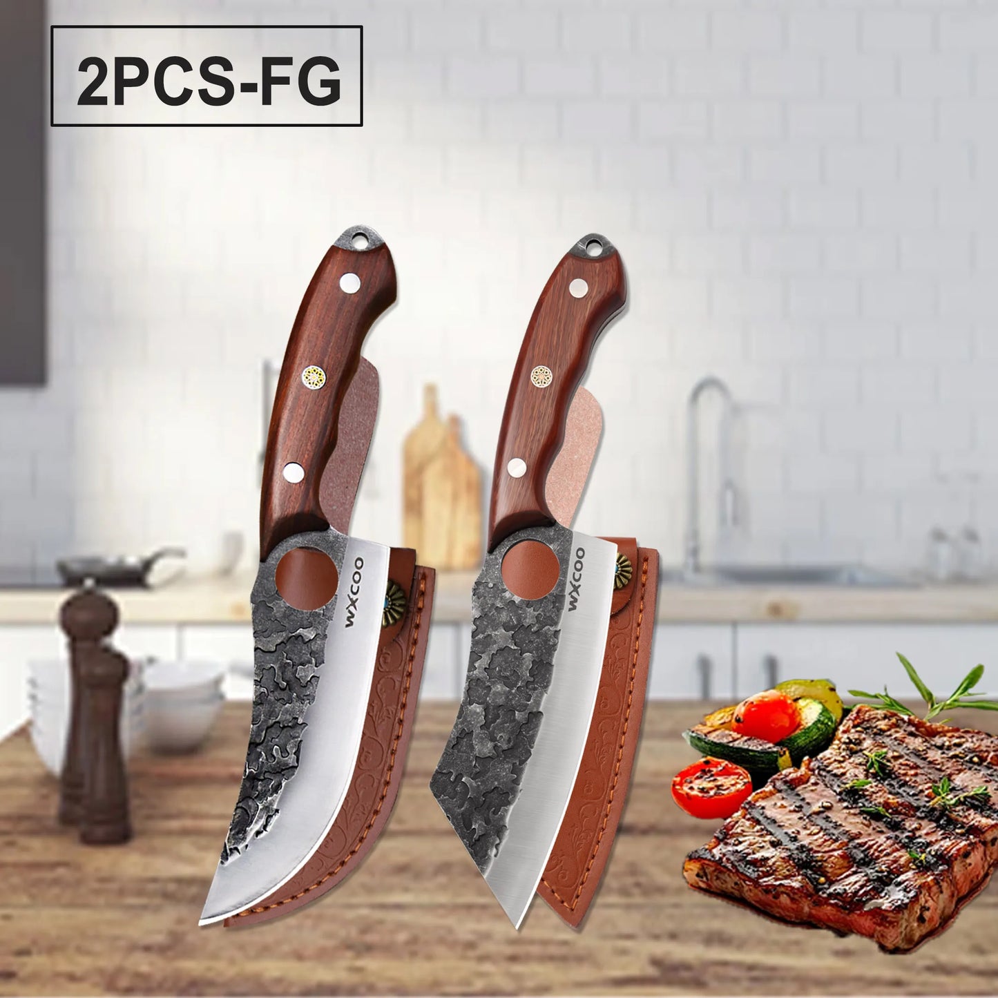Professional Kitchen Forged Knife BBQ Cooking Chef Knives Wooden Handle Meat Cleaver Fruit Cutter Boning Knife Kitchen Supplies