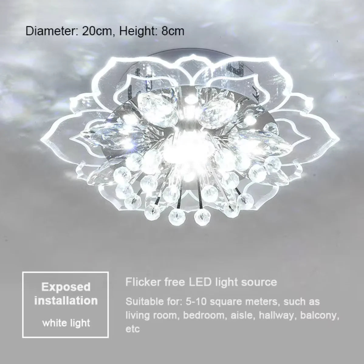 Creative LED Ceiling Light Crystal Flower Chandelier, Bedroom, Hallway ,Living Room, Pendant Lamp.